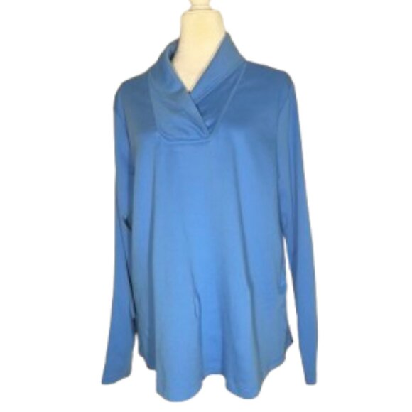 L.L. Bean Women's VNeck Long Sleeve Blue Pullover Size 2X - Picture 1 of 7